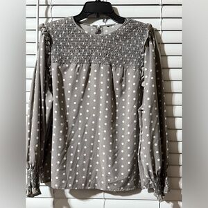 Nine West Gray Polka Dot Blouse